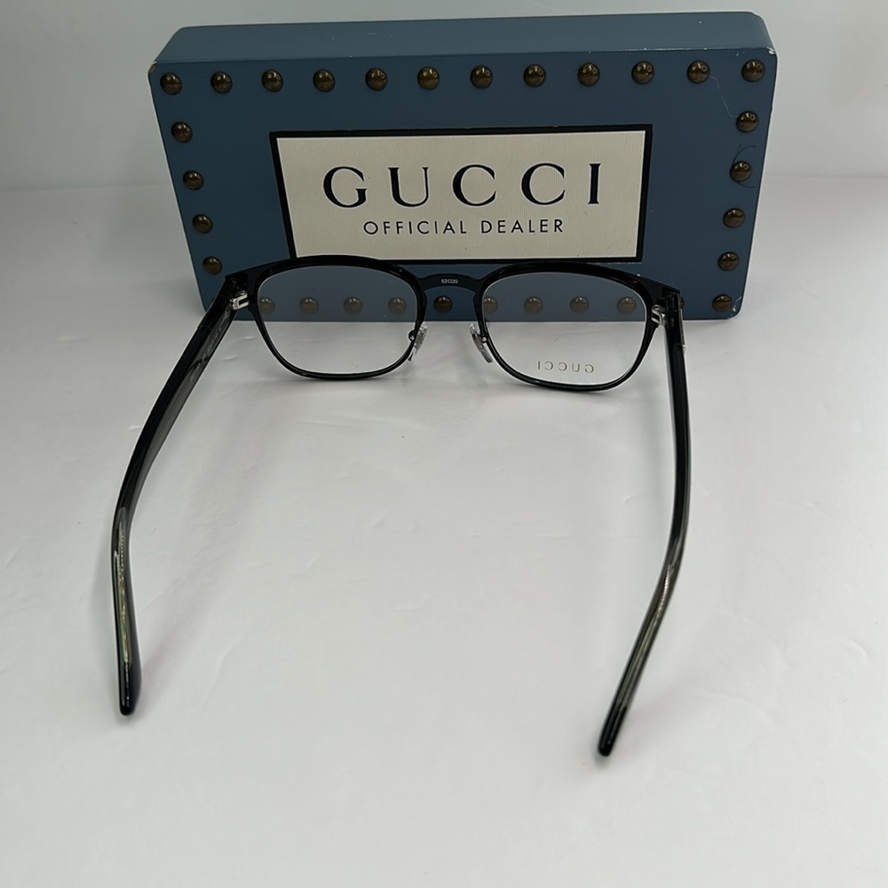 Auth - Gucci GG1118O 003 Eyeglasses Men's Black/Grey Full Rim Square Shape 52-2… - Picture 10 of 16